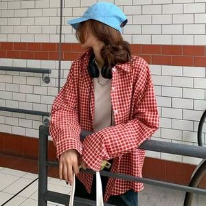 港风叠穿红格子衬衫女刺绣腊肠狗格纹衬衣外套513CX1119P33图片