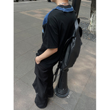 美式复古拼接牛仔解构休闲短袖T袖男女重磅宽松上衣513DX104P40，男装T恤，星座513