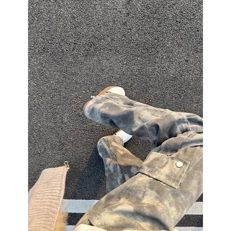 美式复古大口袋迷彩工装裤男水洗做旧伞兵休闲裤513CK1504P53,男装牛仔裤,星座513