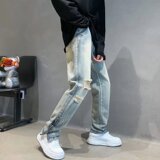 宽松直筒水洗直脚男时尚牛仔裤潮流新款夏季长裤513CK010P39，男装牛仔裤，星座513