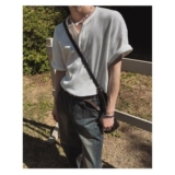 纯色小V领短袖T恤男女同款夏百搭宽松简约潮牌体恤513DX354P27，男装T恤，星座513