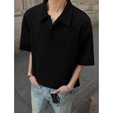 浅灰色半拉链翻领t恤男款美式复古拼接短袖polo衫高级感重磅半袖，男装Polo衫，星座513