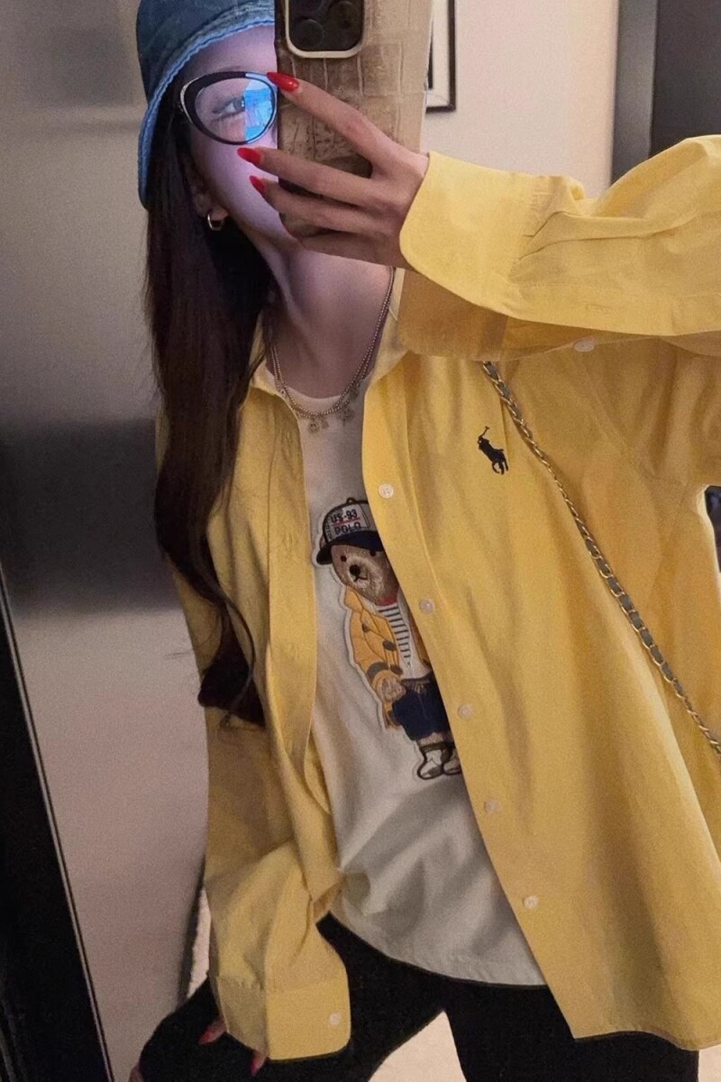 撞色刺绣短袖衬衫男女同款宽松多巴胺衬衣休闲情侣513CS163P40,男装T恤,星座513