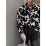 潮牌痞帅网红短袖衬衫男潮流宽松夏季i垂感印花衬衣513CS1340P30，男装衬衫，星座513