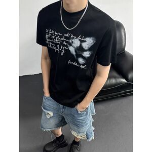 夏季基础正肩T恤男美式印花索罗娜短袖打底半袖513DT1593P33图片