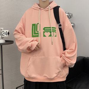秋季新款男宽松百搭植绒印花卫衣字母连帽情侣外套514-7 WY02 P48图片