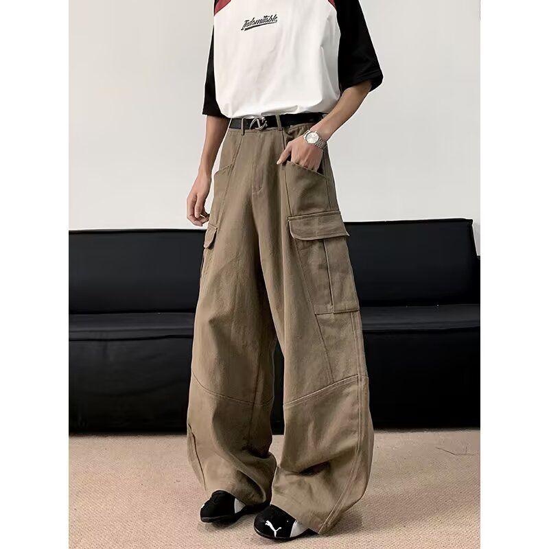 美式大口袋解构工装牛仔裤男女新高街宽松阔腿长裤513CK263P60,男装牛仔裤,星座513