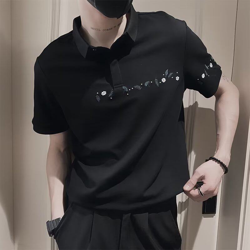 夏季刺绣短袖polo衫男潮牌翻领半袖体恤新夏潮流T恤513PL063P28,男装Polo衫,星座513