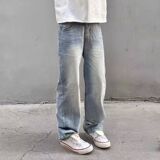 美式高街潮牌水洗乞丐破洞牛仔裤男夏季修身直筒裤513CK1221P45，女装牛仔裤，星座513