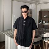 夏季冰丝纯色褶皱短袖衬衫百搭休闲高级感帅气凉感男513DX539P40，男装T恤，星座513