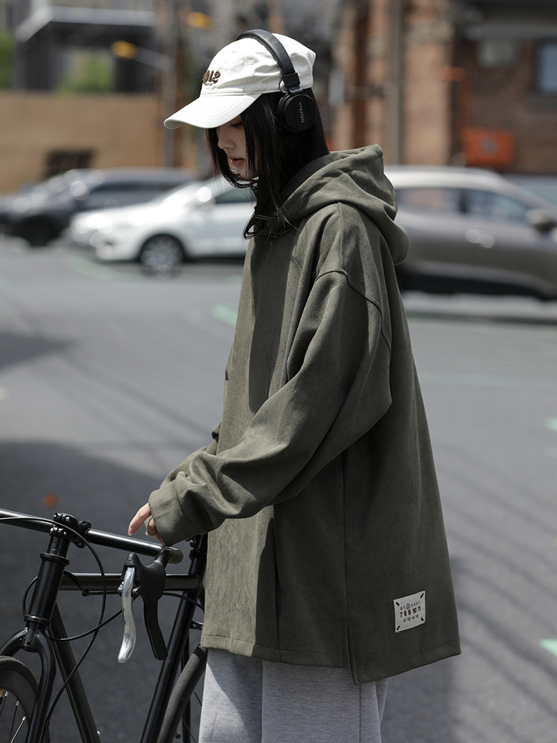 原创新款鹿皮绒套头连帽开叉卫衣中性户外男514-7WY2340P60,男装卫衣,星座513