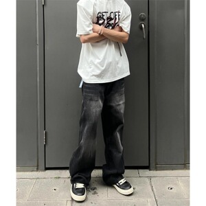 美式复古水洗直筒牛仔裤男宽松垂感高街街头裤子潮513CK043P40图片