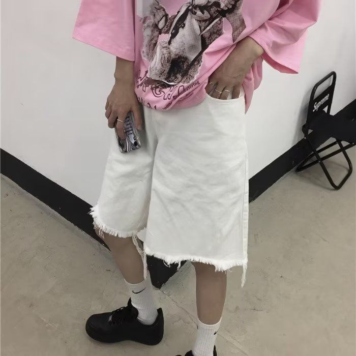 夏季水洗破铜宽松直筒五分休闲牛仔裤513DK3242P33,男装牛仔裤,星座513