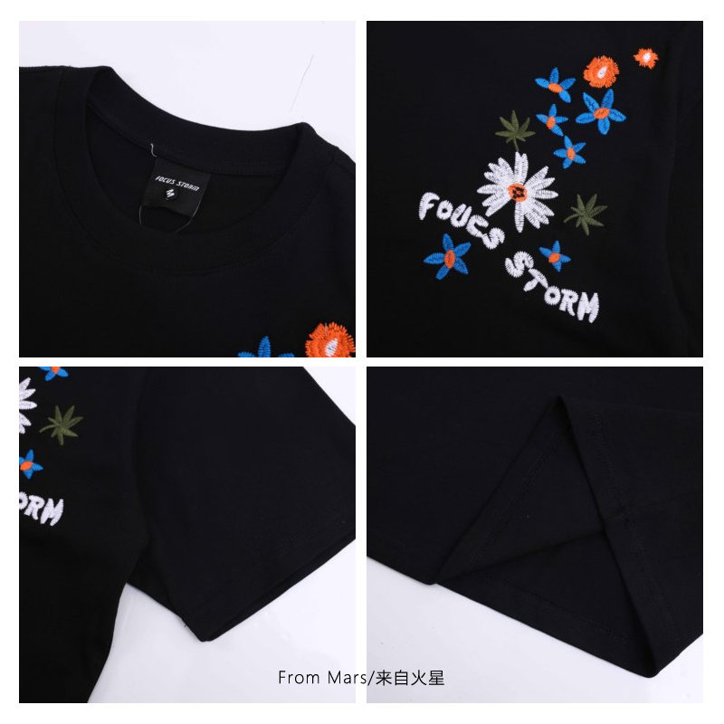 高品质纯棉短袖宽松落肩款白墨印花尺码513DX188P25,男装T恤,星座513