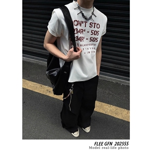 美式复古夏季凉感短袖T恤男女休闲圆领半袖513DT1594P33图片