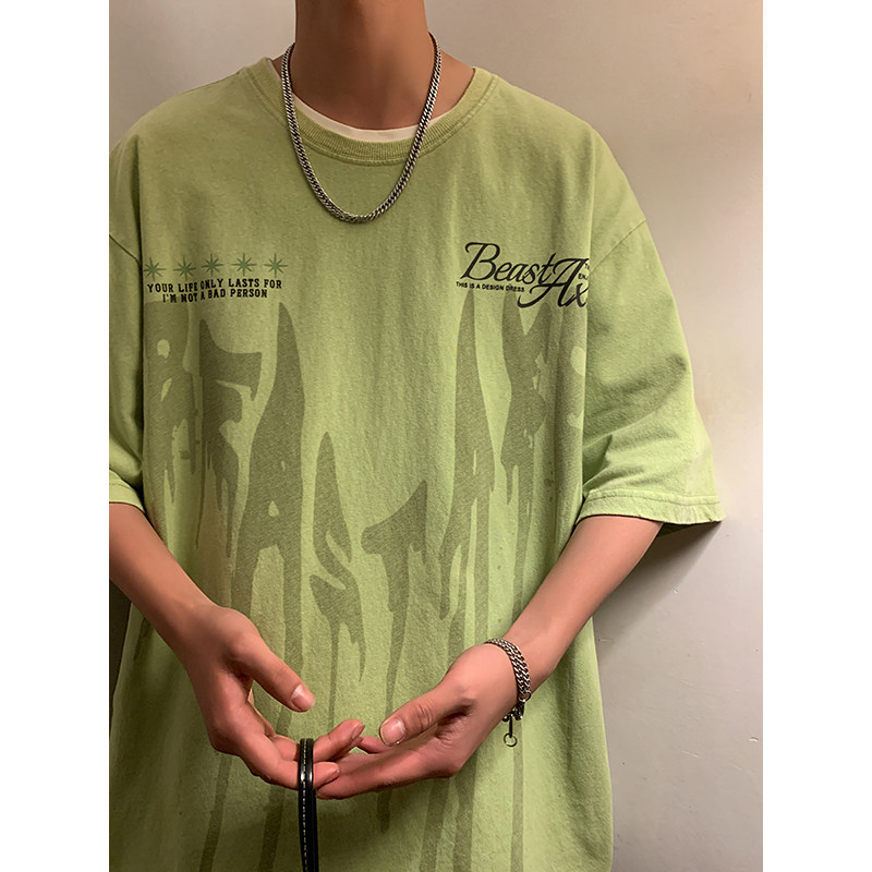 印花T恤2023新款复古创意水洗做旧宽松体恤上衣514-72320P40，男装T恤，星座513