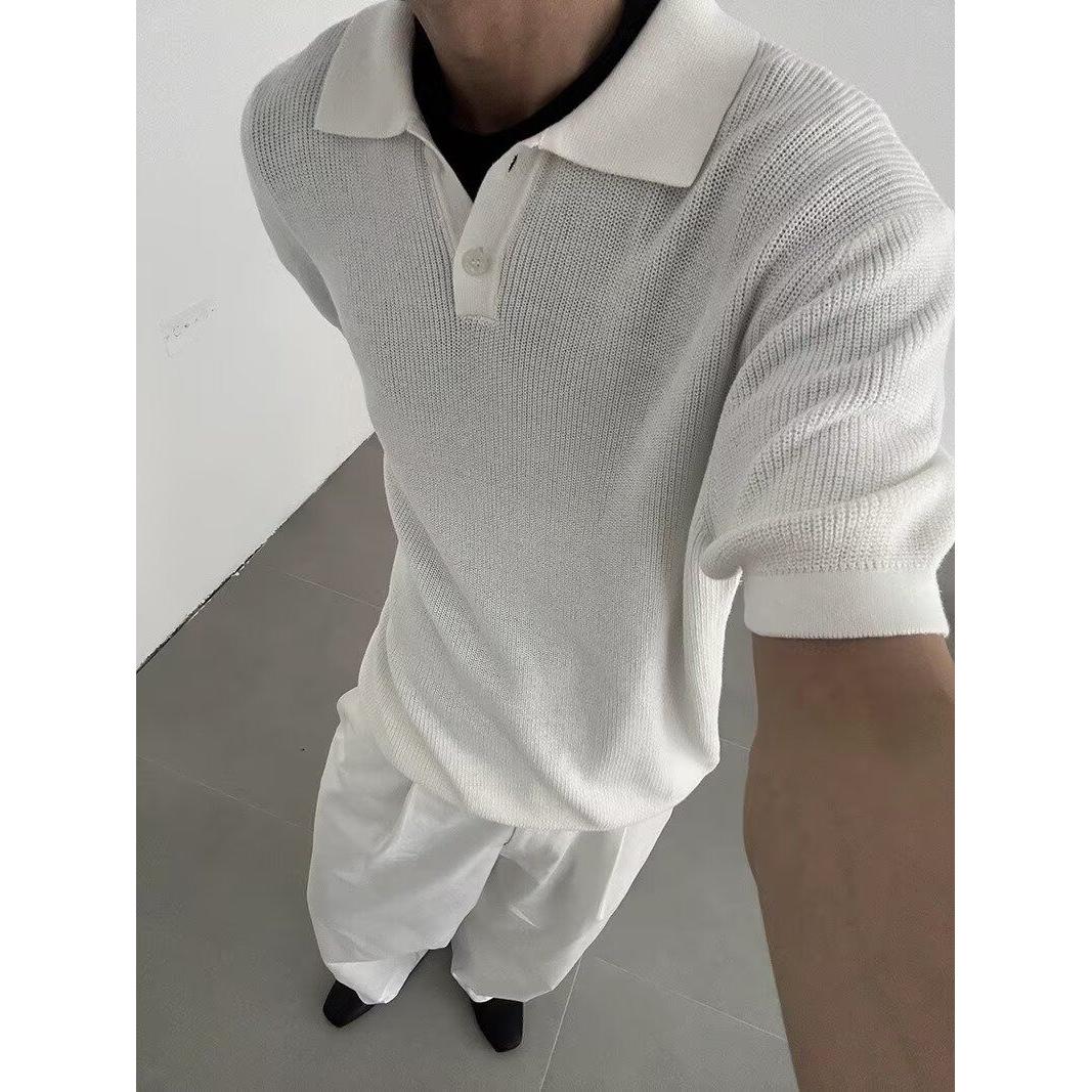 黑色Polo衫男v领上衣服夏季薄款透气短袖t恤男513DX555P48,男装T恤,星座513