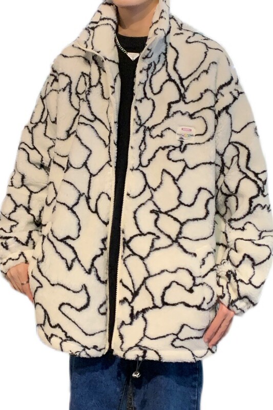 男冬季羊羔绒外套棉衣拼色韩版潮流棉服宽松l立领711MY216,男装棉衣,星座513
