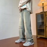 美式男高级感痞帅男裤潮牌宽松直筒高街vibe裤子513CK020P37，男装牛仔裤，星座513