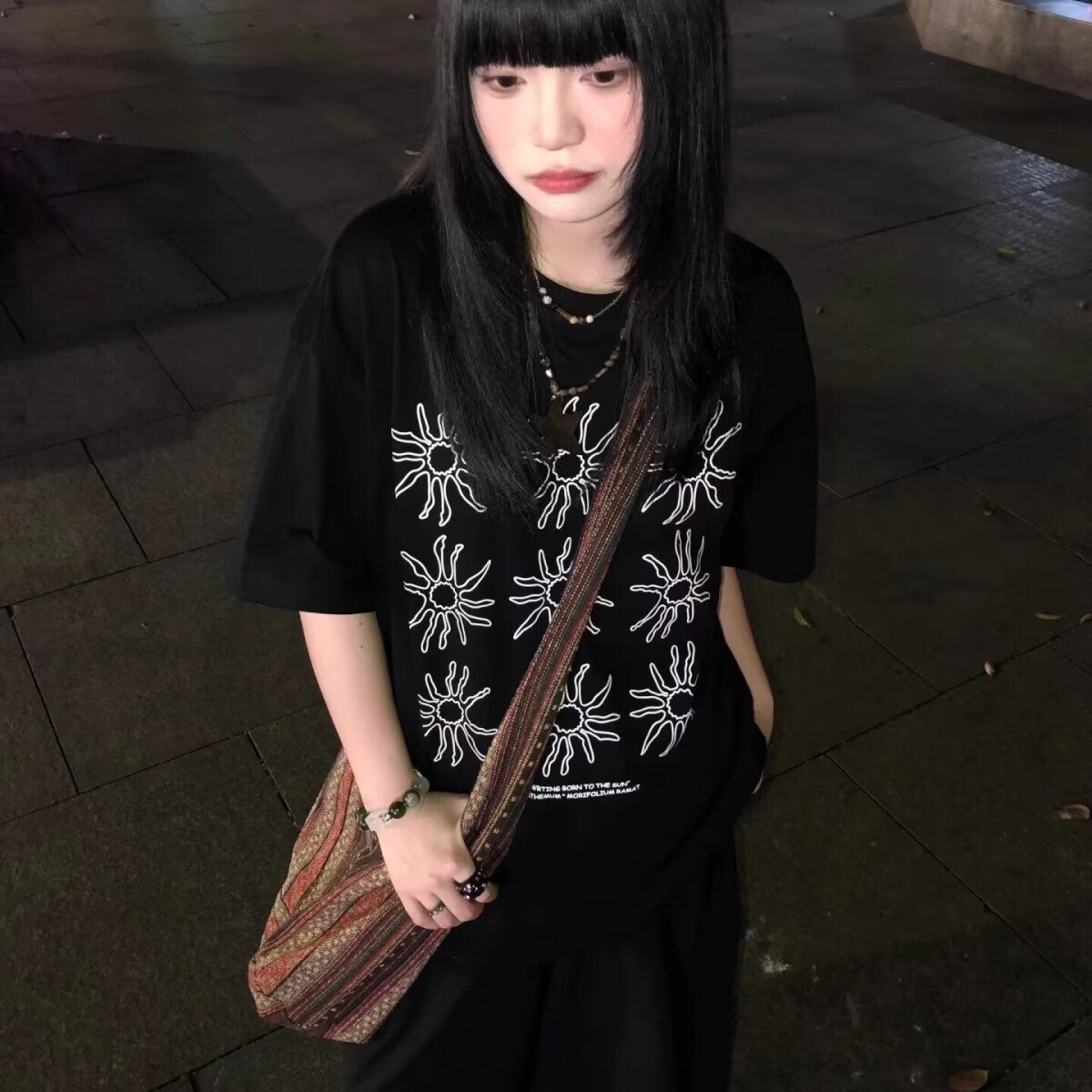 夏季短袖T恤女宽松美式潮牌半袖上衣513DX3781P38图片