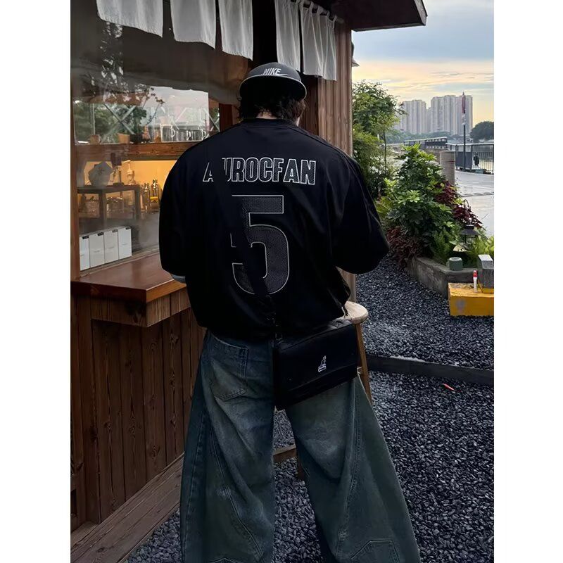 美式街头嘻哈复古短袖球服T恤男夏季暗黑513DX356P43,男装T恤,星座513