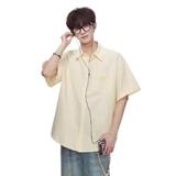 wassuphappy条纹短袖衬衫男夏季2025新款青少年宽松复古休闲外套，男装T恤，星座513