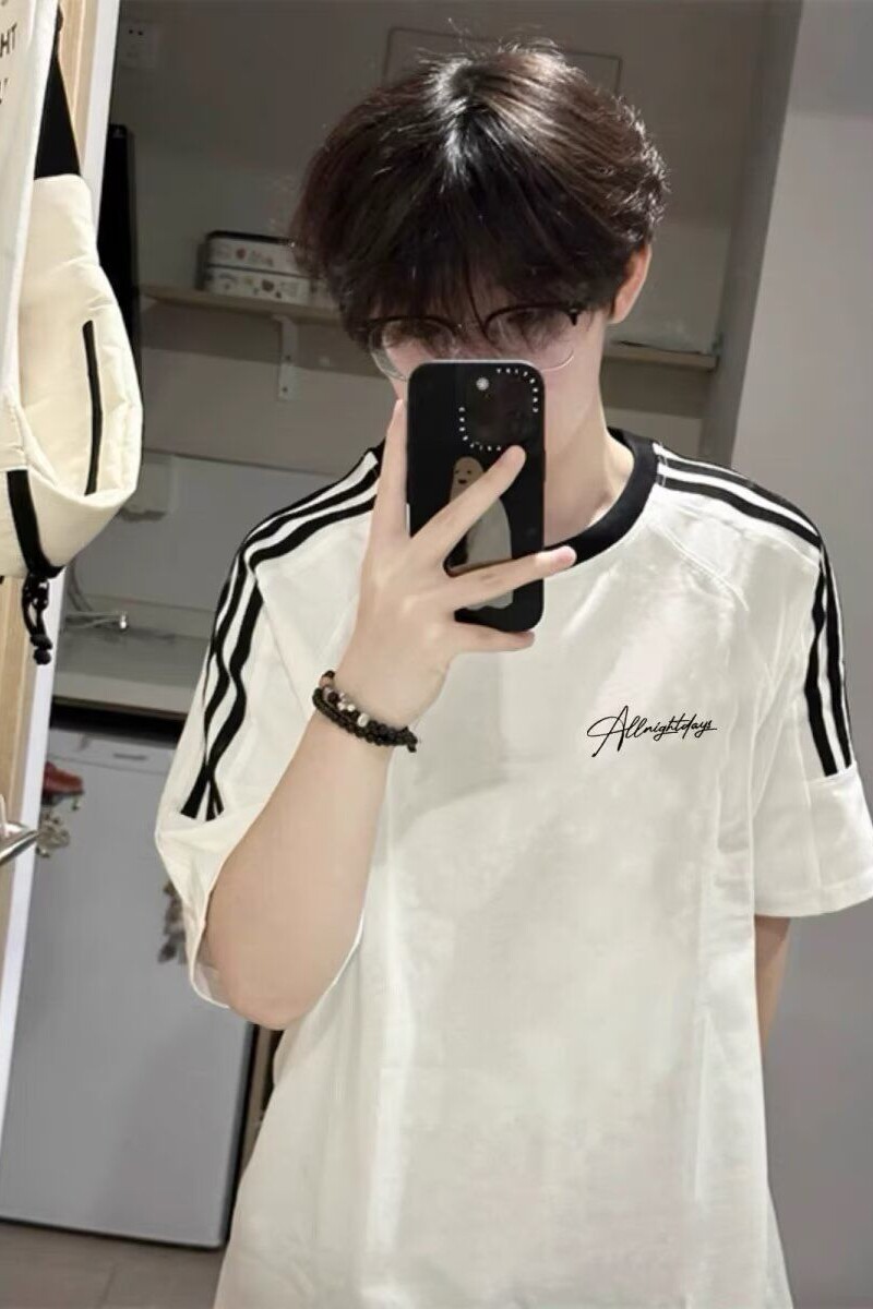 重磅美式高街三条杠港风短袖T恤男夏季上衣高街513DX462P29,男装T恤,星座513