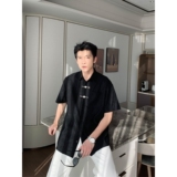 新中式男高级感衬衫男夏薄款短袖潮牌痞帅炸街衬衣513DX114P38，男装T恤，星座513