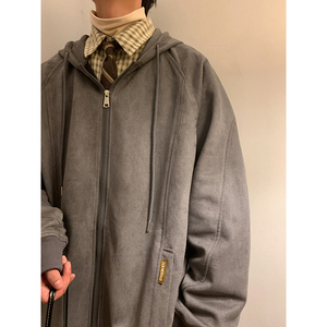 抖音供货 日系重工 麂皮绒连帽开衫夹克男外套 514-7 KS2343 P70图片