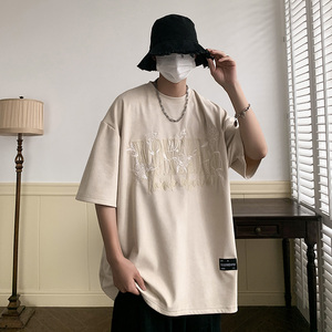 夏季新款麂皮绣花短袖T恤男514-7 2323 P40图片