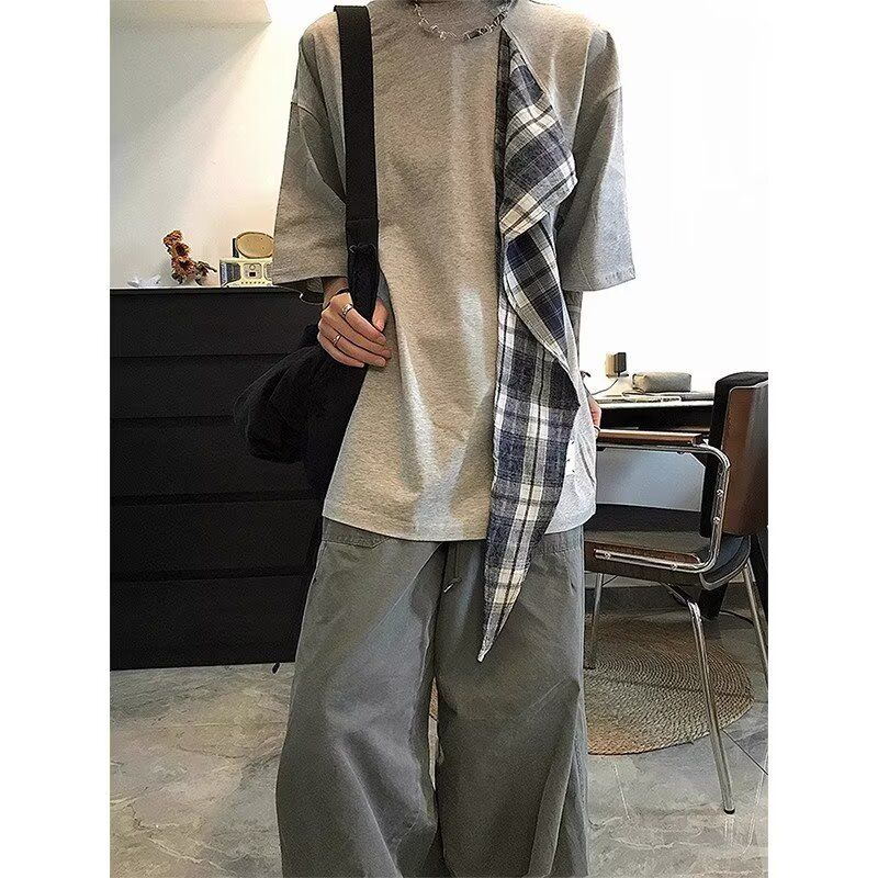 美式复古蝴蝶结贴布短袖T恤女夏季新款宽松上衣513DX1415P32，男装T恤，星座513