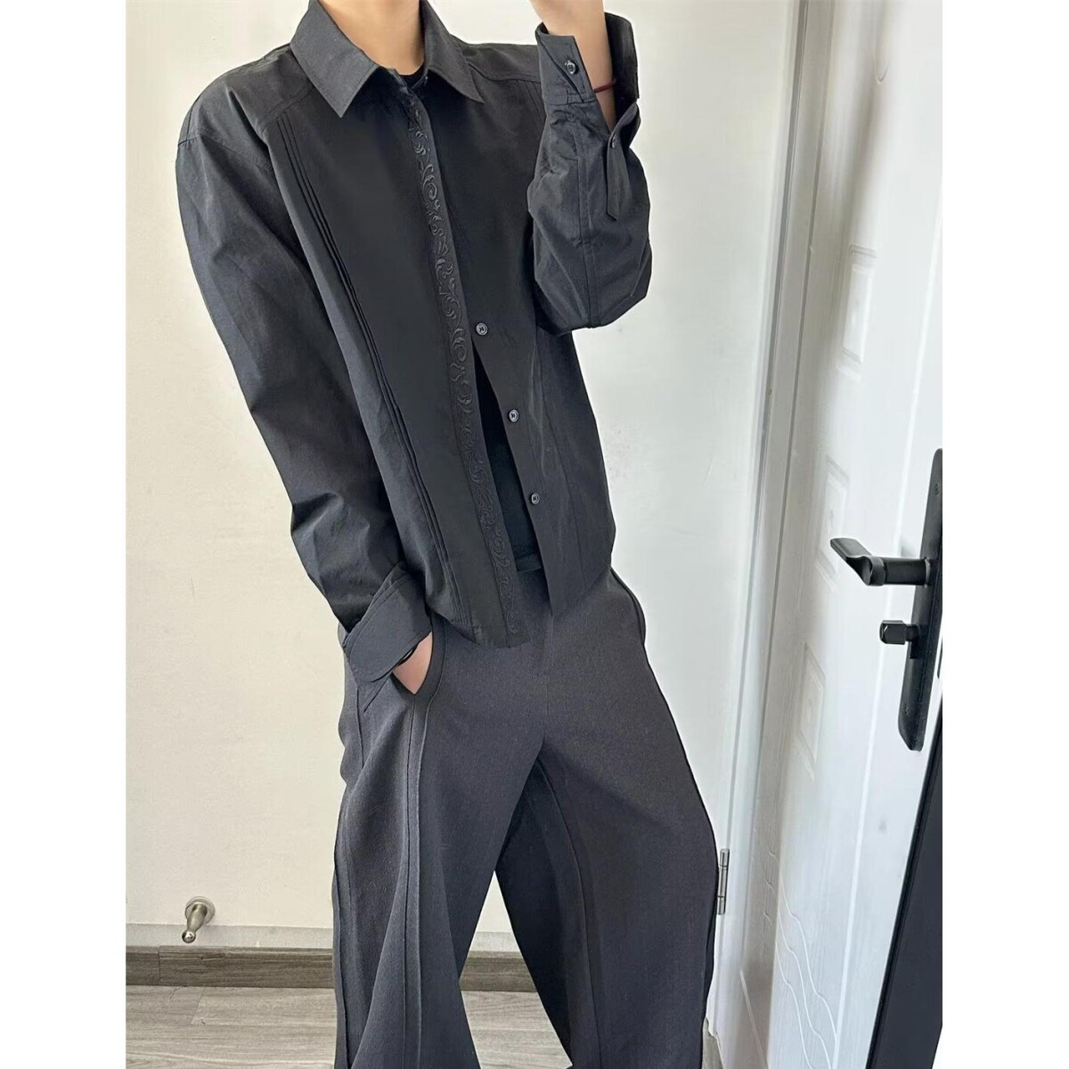 长袖衬衫日系港风宽松衬衣男生夏季潮流百搭513CX416P38,男装衬衫,星座513