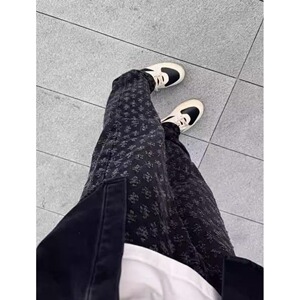 复古满印提花牛仔裤男潮牌痞帅炸街直筒裤子513CK030P39图片