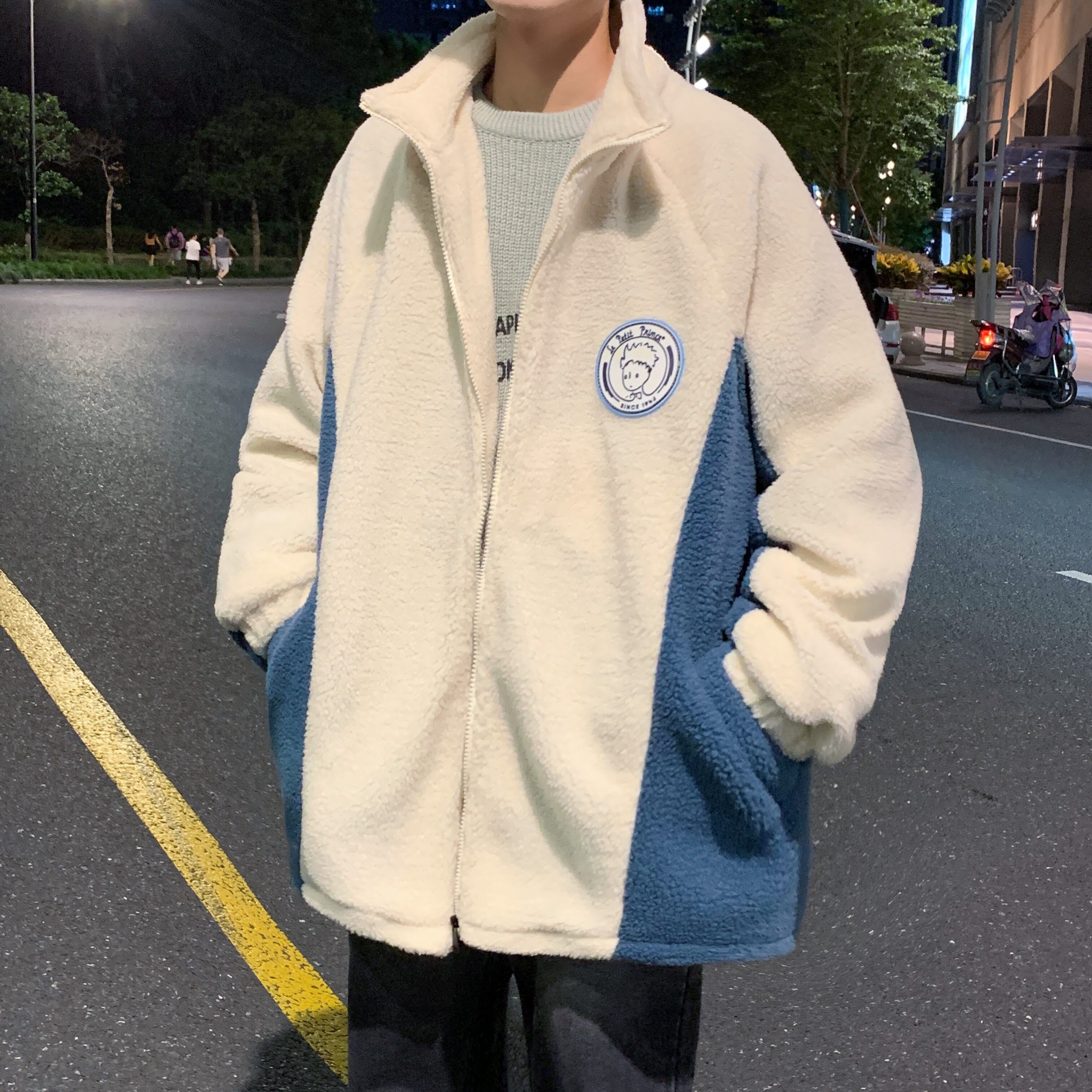 冬季流行拉链外套男棉衣拼色韩版潮流棉服宽松l立领711MY215P95,男装棉衣,星座513