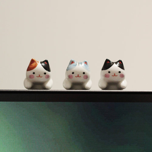 陶瓷猫龙虎作车载显示屏摆件