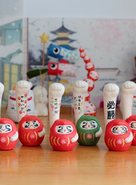 京都龙虎作和纸陶瓷长臂达摩招财