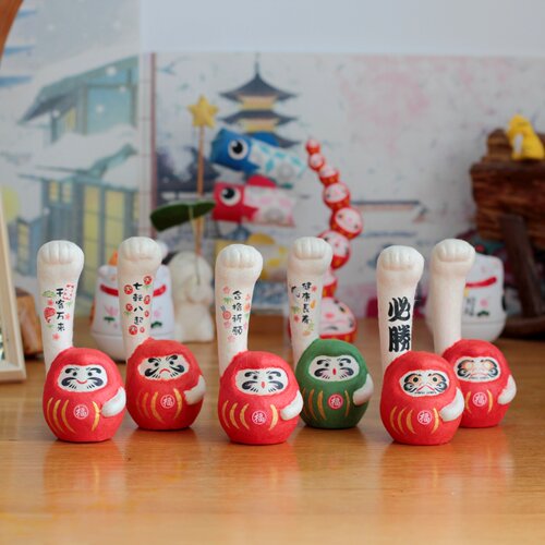 京都龙虎作和纸陶瓷长臂达摩招财