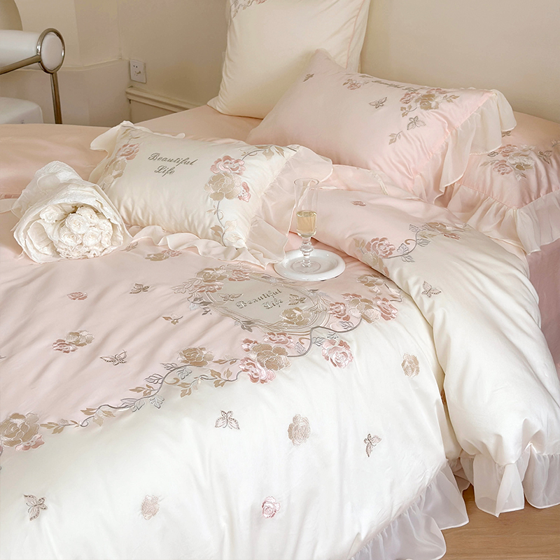 四件套4长绒棉法式陪嫁床品