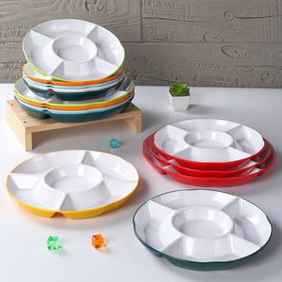 密胺餐盘仿瓷餐具酒店饭店卤水拼盘塑料小吃分格菜盘五格盘子商用