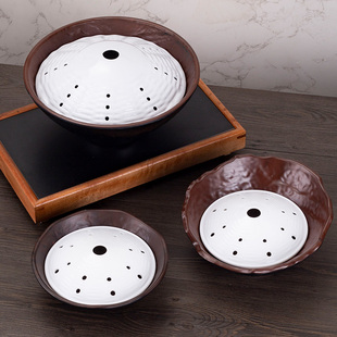 火锅店专用火锅盘鹅肠盘黄喉盘密胺创意千层肚盘山野风火锅毛肚盘