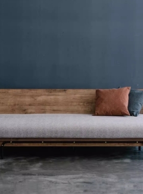 野木扶疏 MCM 中古风樱桃木全实木沙发床 北欧风格daybed可抽拉