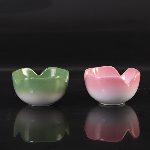 家用渐变色陶瓷莲花造型碟子调料酱油碟供佛蜡烛酥油灯底座蜡烛台