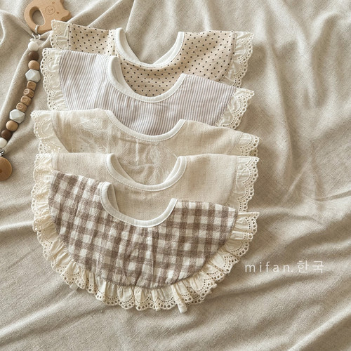 ins新款日系婴儿围嘴棉麻透气