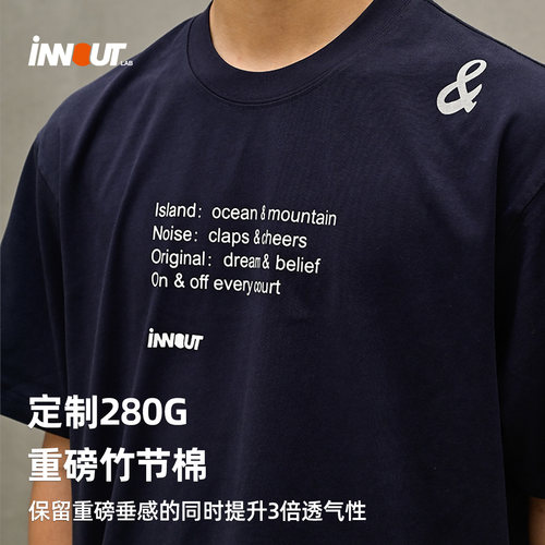 INNOUT LAB运动短袖字母印花tee宽松篮球短袖超正版型圆领潮流T恤