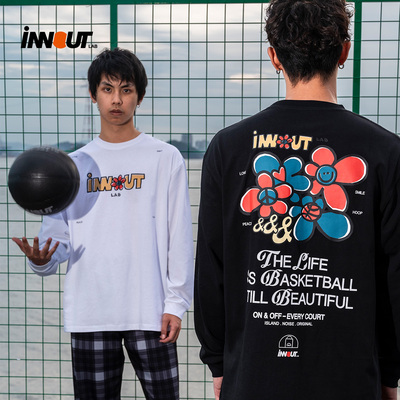 INNOUT LAB原创潮流小花休闲长袖宽松篮球长袖超正版型圆领T恤男