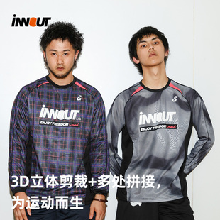INNOUT LAB新款指纹足球服成人比赛训练服运动速干透气长袖T恤男