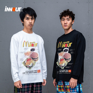 INNOUT美式秋季水洗长袖T恤情侣麦门印花运动圆领男女潮宽松国潮