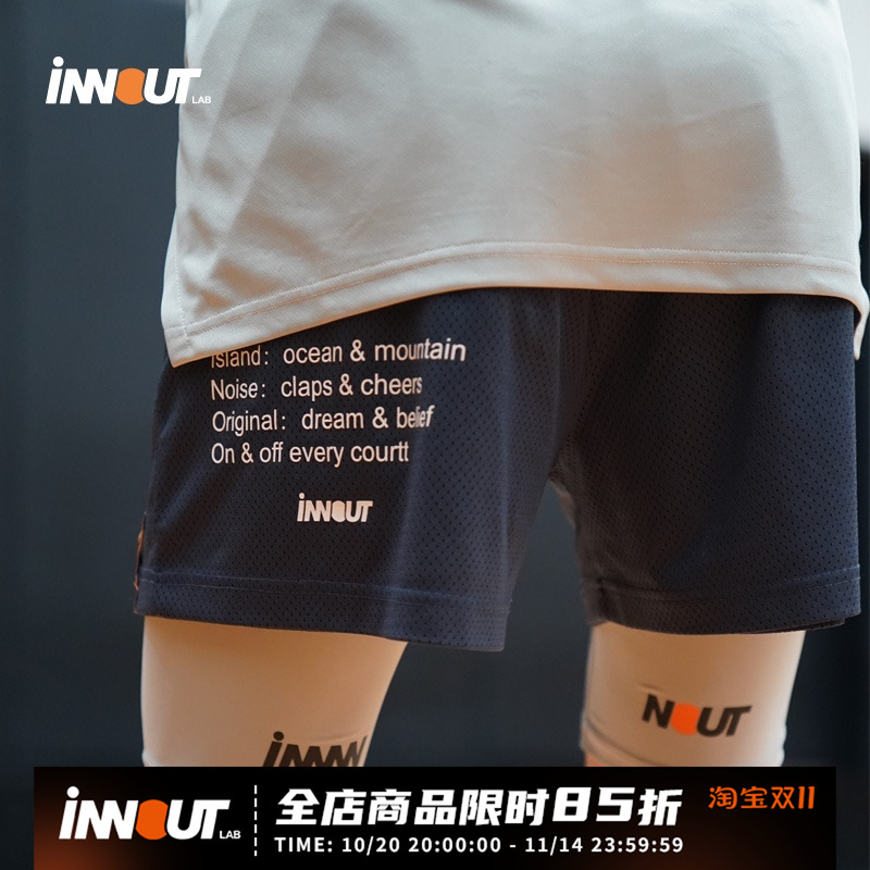 INNOUT LAB美式四分复古双层运动篮球短裤网眼透气裤宽松夏季