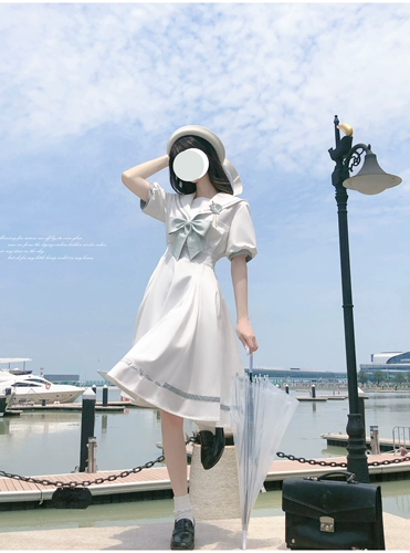 Walnut JK [Bihai Jiao Yue] Инь Ян Ши Йиньин Ибуя Куки Летнее платье, перья тканая юбка