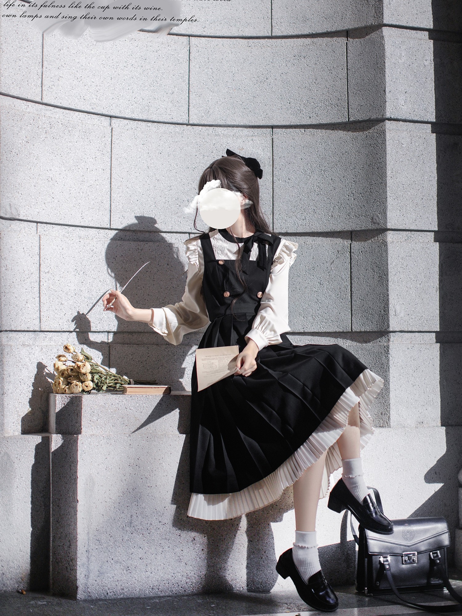 WALNUT JK [MELOS] ORIGINAL WESTERN-STYLE VEST SKIRT NOBLE AND ELEGANT COLLEGE RETRO LONG SKIRT